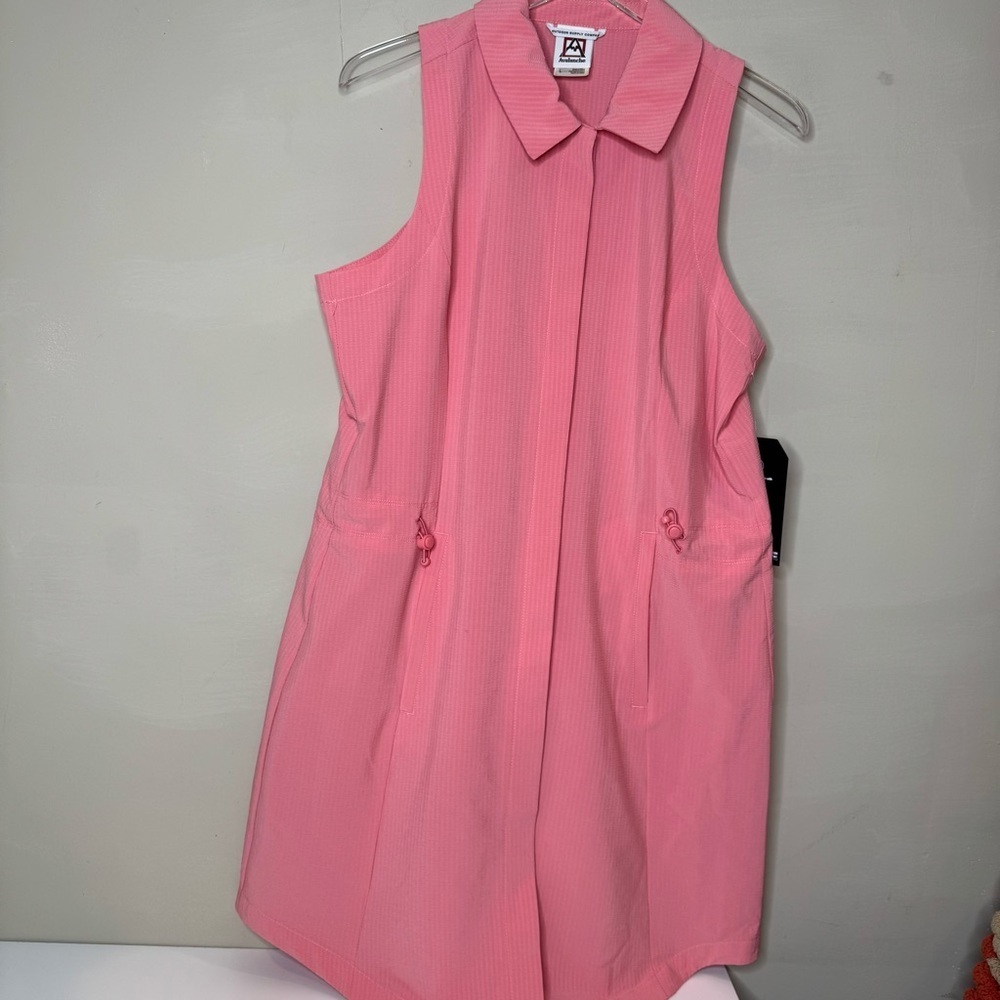 Avalanche Woven Adjustable Collared Shirt Tank Dress with Pockets size Large - Picture 2 of 10